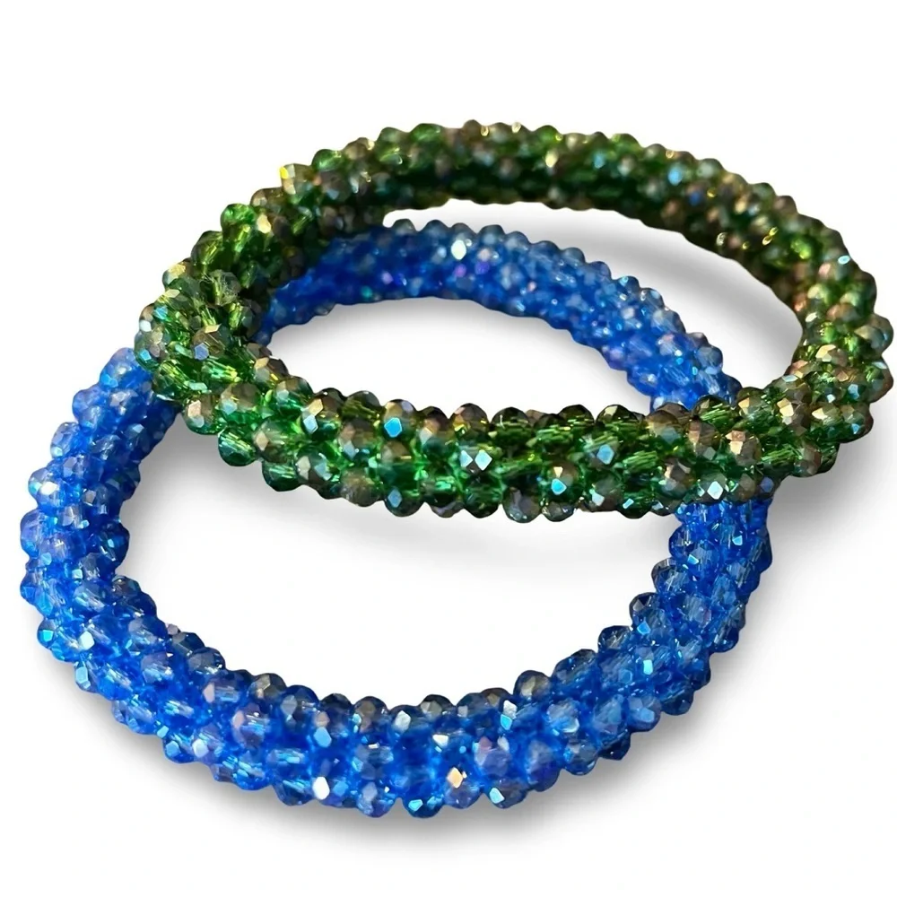 Blue and Green Beaded Bracelets